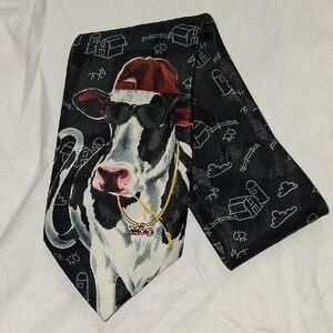 Addiction Black and Gray Farm Scene Necktie